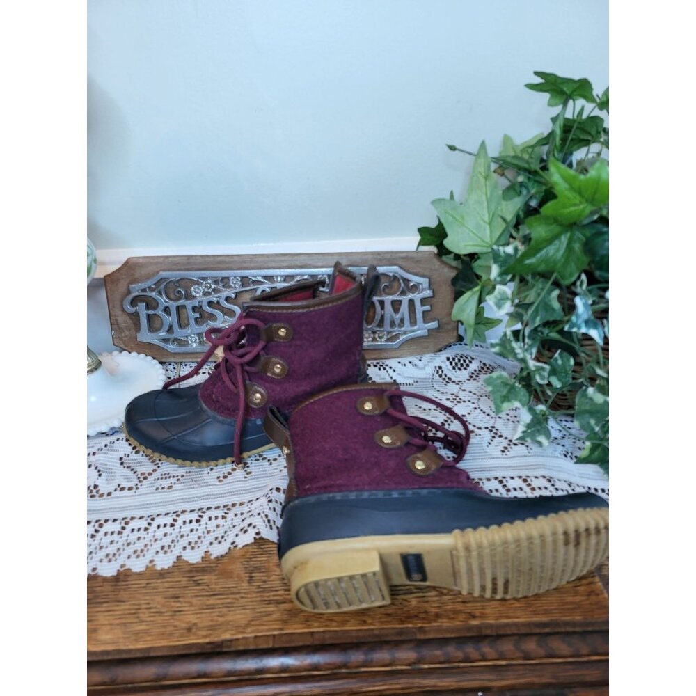 Tommy Hilfiger Women's Waterproof Ankle  Duck Boots 6 Lace Up Zip Gorpcore Rain - Picture 5 of 10